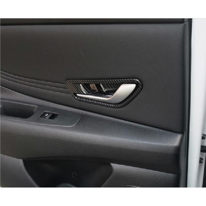 For Hyundai Tucson   Carbon Fiber Inner Door Handle Bowl Cover Trim 4pcs