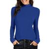 Women's Fashionable Casual Long-Sleeved Knit Top, High-Neck Solid Color, Semi-High Neck,Slim Fit, Stretchy Top.