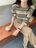 2025 Autumn Women's Striped Long Sleeve College-Style Loose Round Neck T-Shirt