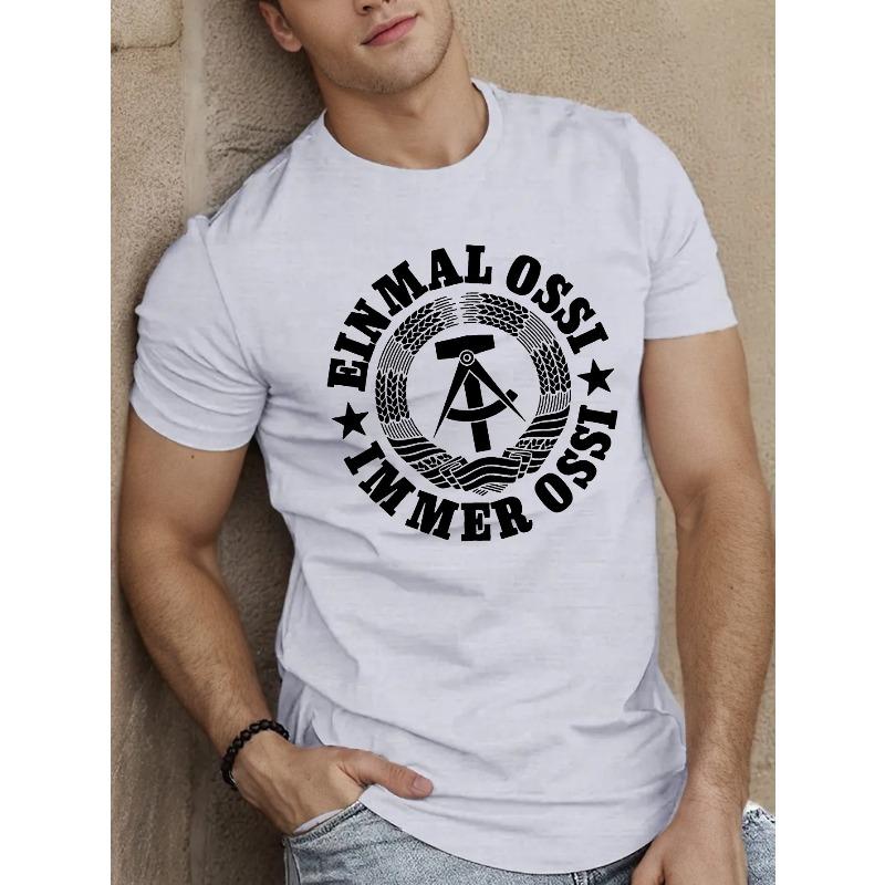 

Мужская футболка с коротким рукавом европейского размера с системой Ossi - Повседневная летняя футболка с круглым вырезом, Машинная стирка, Обычный крой, Топ для повседневной одежды S белый