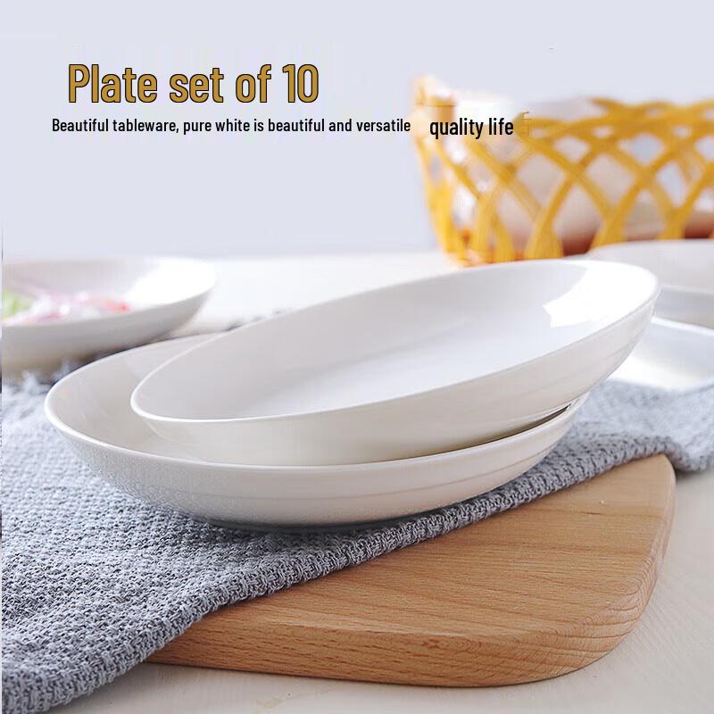 COKRSUPE 8-Inch Pure White Ceramic Deep Dinner Plates