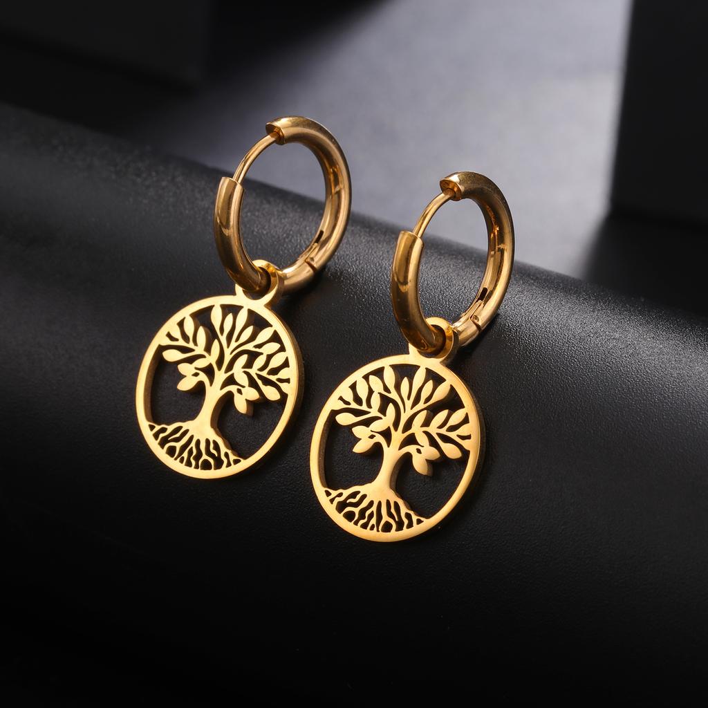 LIKGREAT Fashion 2026 Trend Tree of Life Earrings Silver Color Ear Hoops for Women Vintage Drop Earring Jewelry Amulet Gift