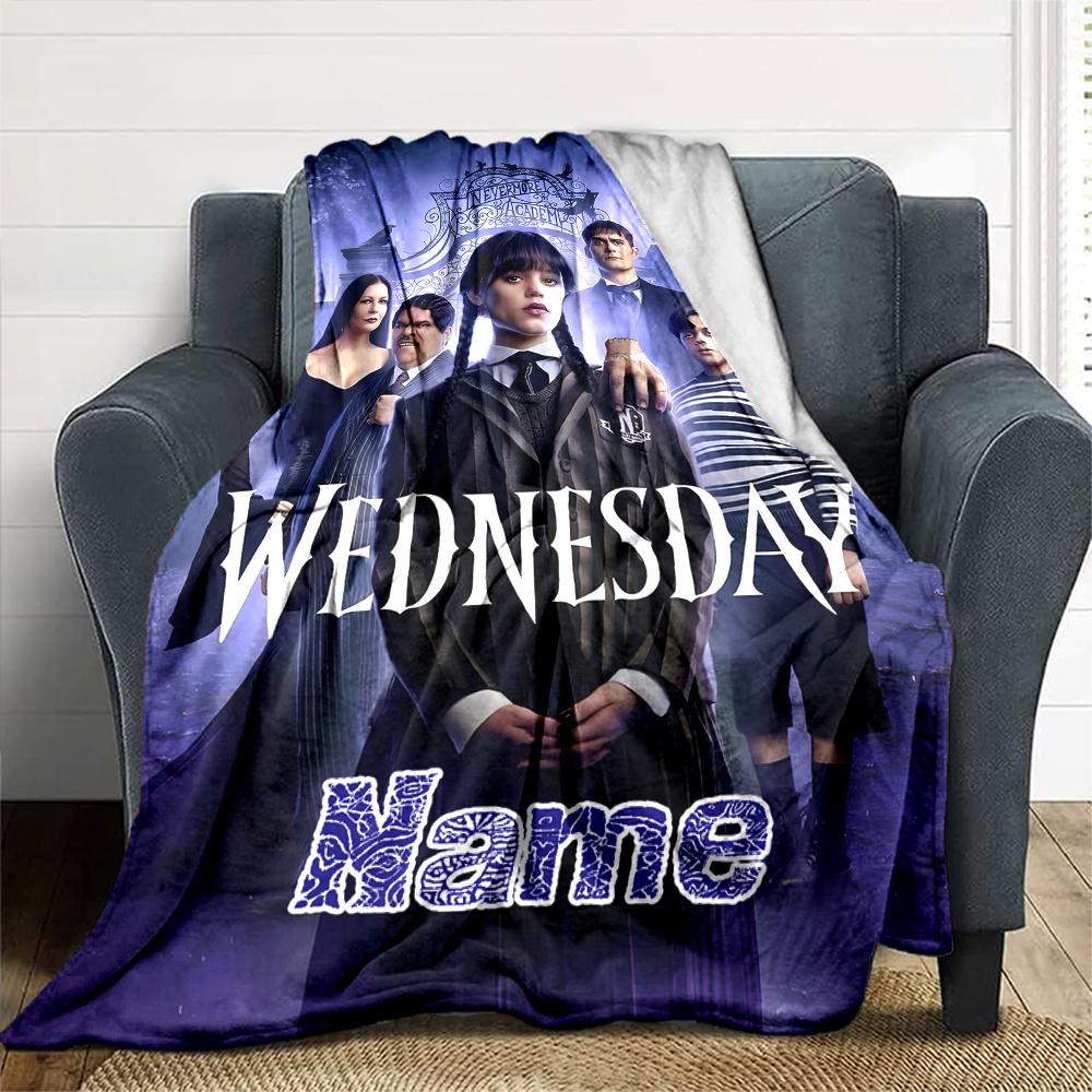 Wednesday Addams Gothic Mansion Family Members Four Seasons Blanket Customized With Your Name Lightweight And Warm Perfect Gift For Home Office