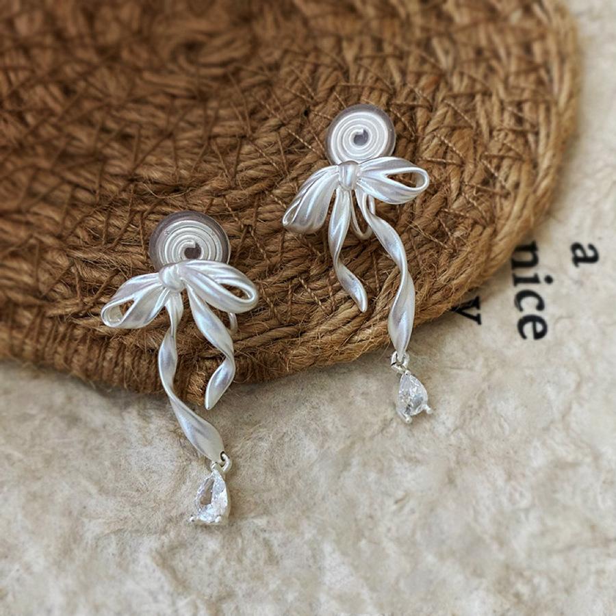 

Серьги-подвески с циркониевыми бантиками, корейские простые темпераментные серьги, универсальные модные серьги высокого класса