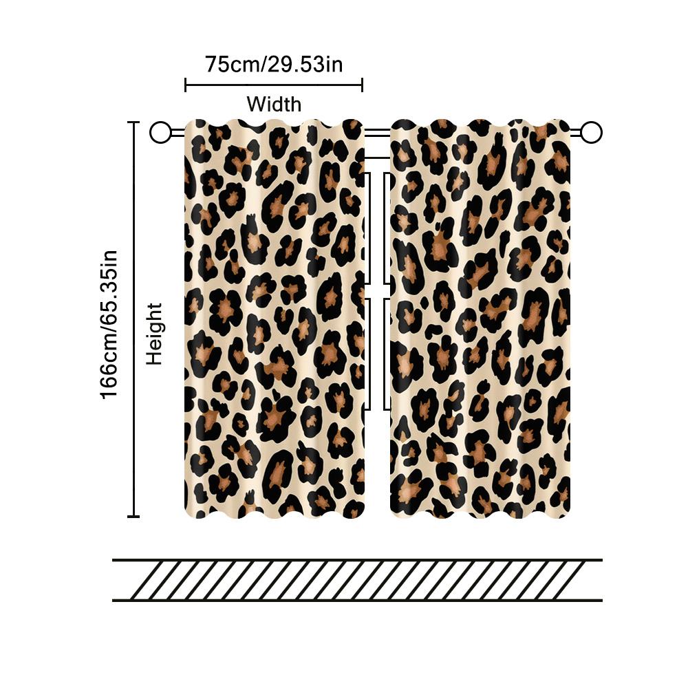 2 Stück, Filtervorhänge (ausgenommen Stangen, unbeweglich, ohne Batterien) Leopard für Schlafzimmer und Wohnzimmer