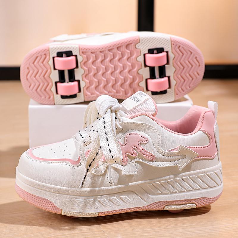 Botas Deportivas Infantiles con Ruedas Cuatro Ruedas Patín Rueda Se Puede Quitar Zapatos de Patinaje para Estudiantes Zapatos Deportivos