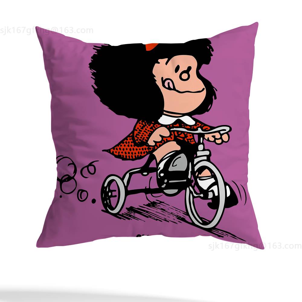 

Cute M-Mafalda Pillow Case Pillow Case Living Room Sofa Cushion Cover Suitable For Home Bedroom Room Decoration 12x12Inch