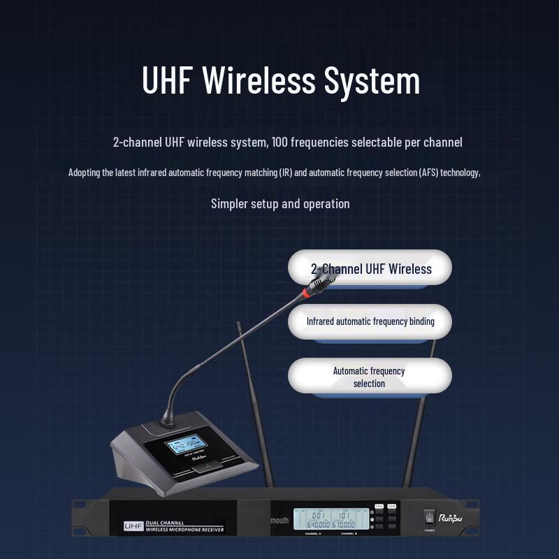 Runpu UHF Wireless Dual Gooseneck Microphone System (CN version)