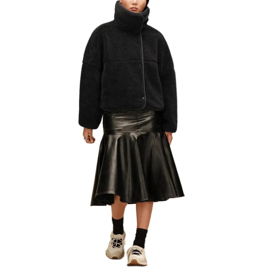 UGG Velvet Jackets Women's Ink Black Stand Collar Moderate (Unisex) Velvet Jackets 1180610 | Ink