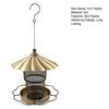 Bird Feeder with Rainproof Roof Metal Feeder Large Capacity Grain Storage Bin And Tray Feeder for Outdoor Garden Patio