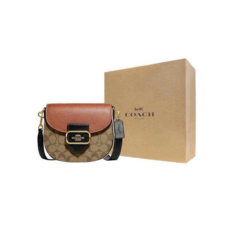 New COACH Cow Leather Saddle Bag, Crossbody Bag, Shoulder Bag Small Size Women's Brown & Rusty CE565-IME7V
