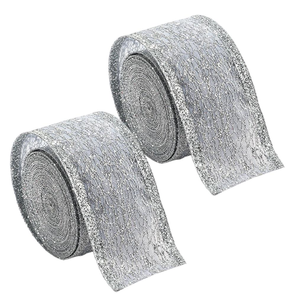 Decorative Mesh Ribbon Featuring Wired Edge Satin Organza and Sparkling Sequins for Holiday Crafts and Displays