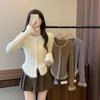 Women's Autumn Winter Maillard Retro Unique Fitted Sweater Knit Undershirt Inner Wear High-End Designer Niche Top
