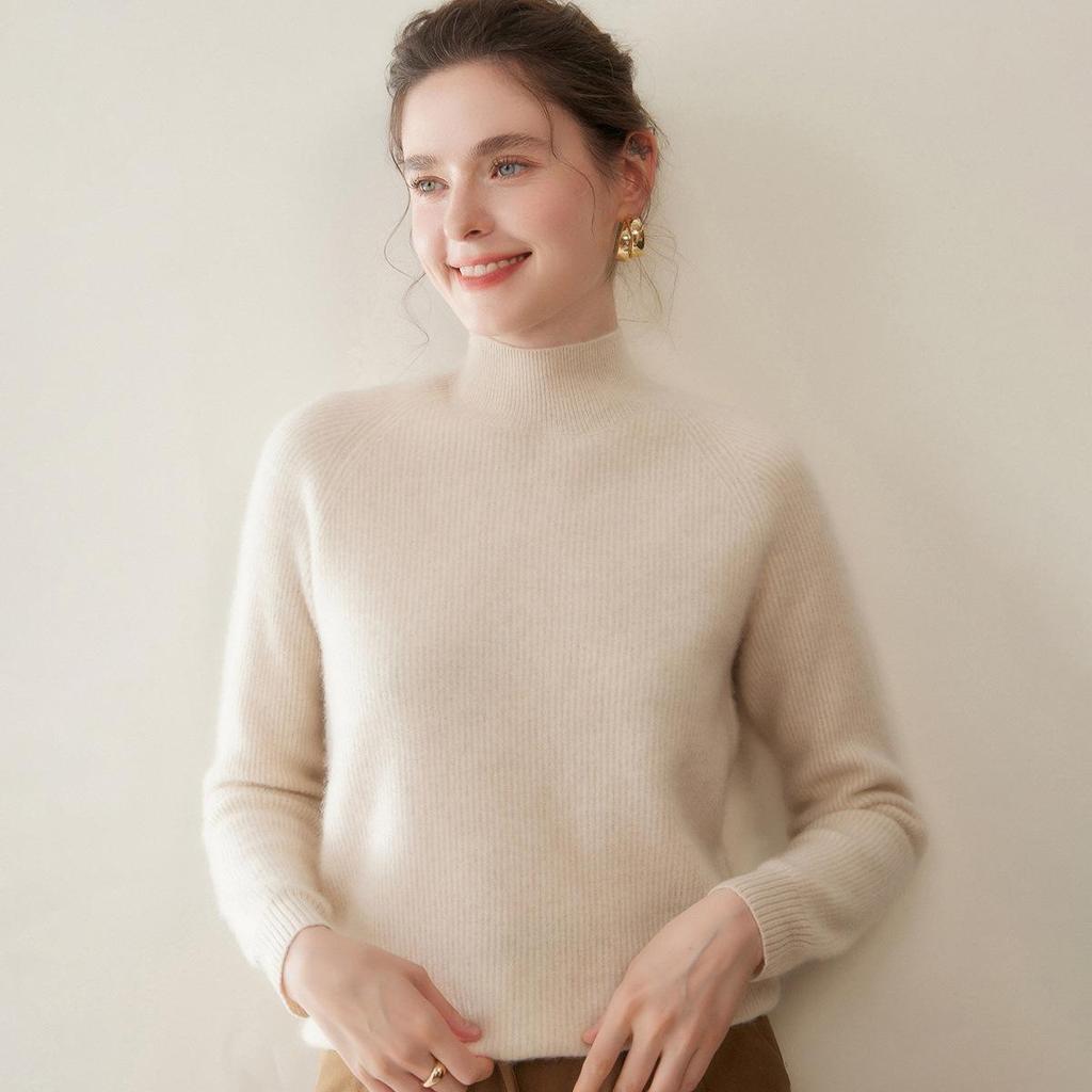 Autumn Winter Twelve-Needle Ribbed Cashmere Sweater Women's Warm Fashion Pullover
