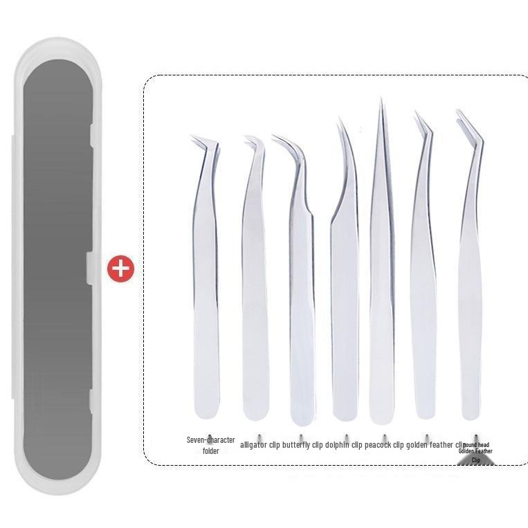 Gold Feather Eyelash Curler & Tweezers Set: Round Head Grafting Clip, Eyelash Blooming Tool for Artists