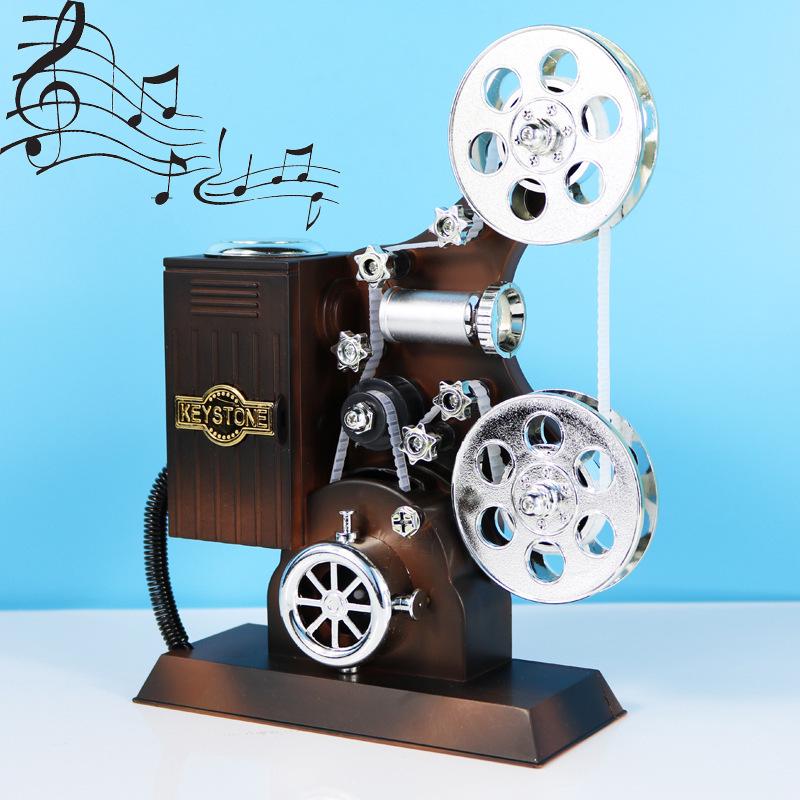 Nostalgic Retro Movie Projector Music Box - Creative Home Decor & Christmas Gift for Children