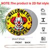 2D Flat, 1pc Waterproof Round Aluminum "Welcome To the Funhouse" Creepy Clown Retro Metal Plaque, Distressed Evil Carnival Clown Print, Rust-Proof