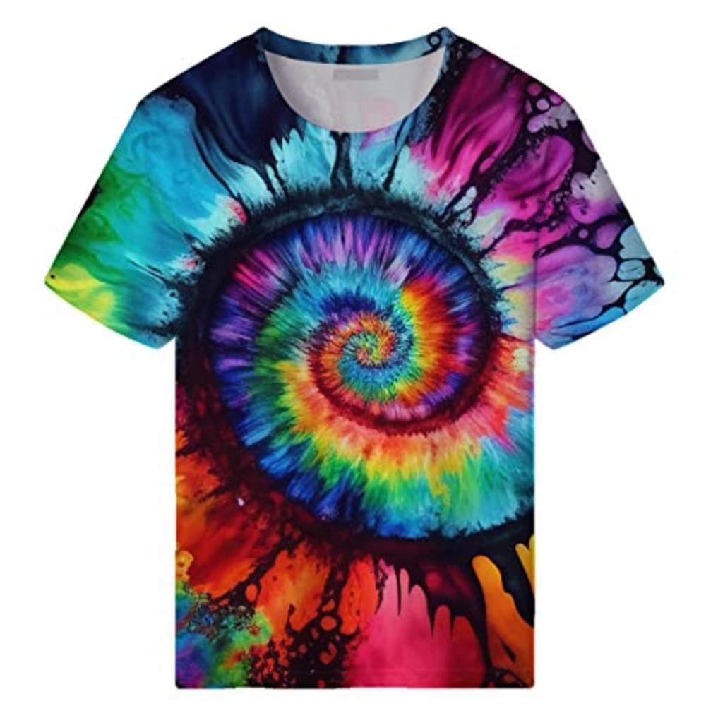Summer Man T Shirt 3d Printed Tie Dye Style T-Shirts for Men Spiral Streak Print Shirt with Short Sleeves Multiple Options