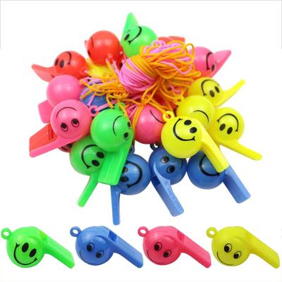 10~30pcs Smiling Face Whistle with Rope Plastic Colorful Party Favors Cute Guests Gifts Creating Festival Atmosphere TMZ