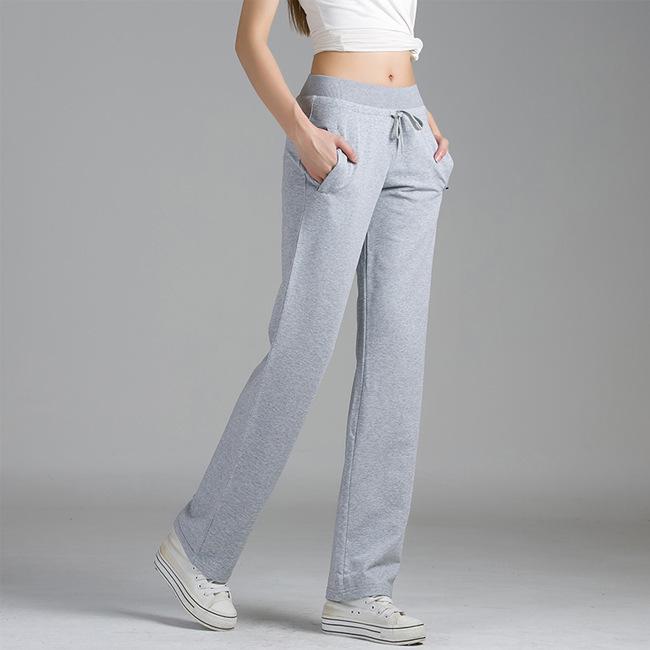 Damen High Waist Einfarbig Gerade Lässige Sporthose - Koreanischer Stil, Lockere Passform, Elastisch, Slim Fit für Frühling und Herbst