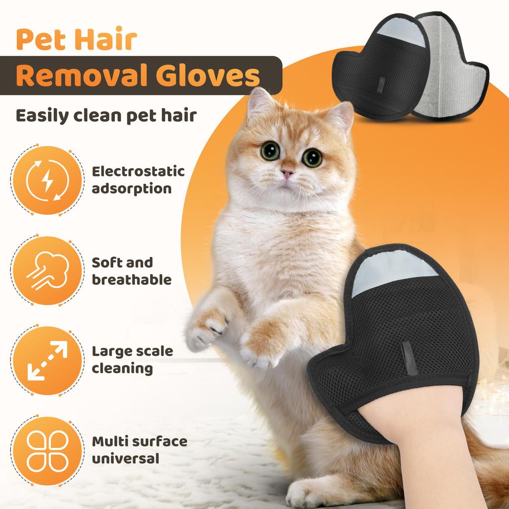 4Pcs New Pet Grooming Glove Reusable Pet Hair Removal Tool Dog Cat Large Size Electrostatic Hair Removal Gloves Pet Supplies
