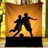 Soccer Sport Silhouette Fleece Printed Flannel Blanket, Warm Soft Throw Sofa Bed Blanket