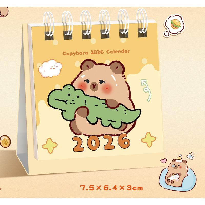 Kawaii Mini liten skrivebordskalender juli 2024 til desember 2025 Pocket Bærbar kartongkalender Punch Plan Kontor Skrivebordsdekorasjon