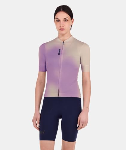 Santini Women's SPOT Cycling Jersey, Summer Style, Two-Piece Fabric, Rear Pocket, Lilac/Cappuccino (Size XS), 5S940L75CSPOT [Authentic]