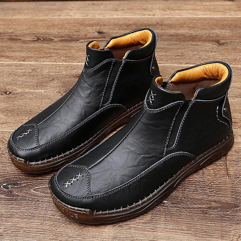 Men Boots Leather 2024 Autumn Winter Vintage Style Ankle Short Chelsea Boot Man Footwear Casual Men Motocross Boots Lightweight