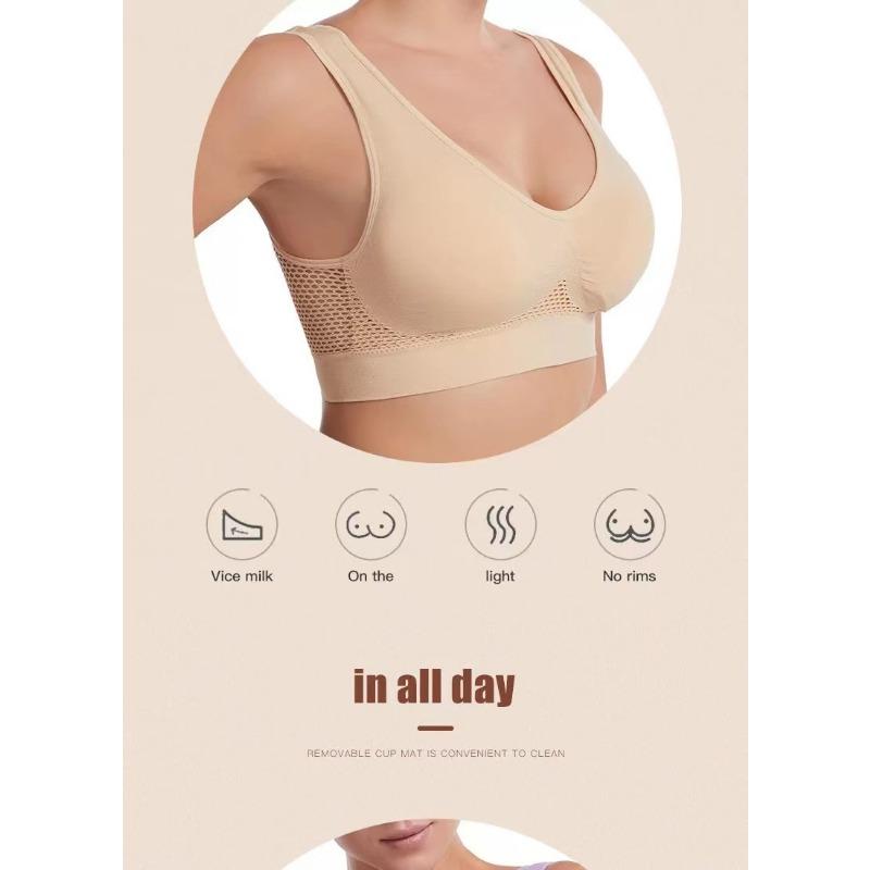 Women Plus Size Breathable Mesh Hollow Out Sports Bra For Yoga Running