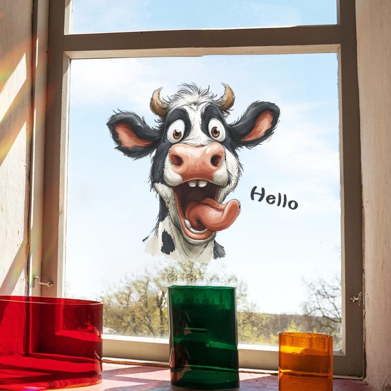 1PC Funny Cute Cartoon Cow Room Decoration Living Room Bedroom Decoration Toilet Stickers Wall Stickers
