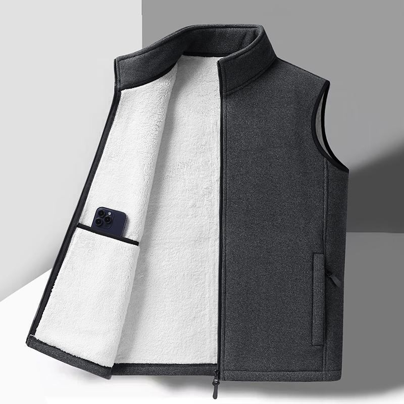 Plus Size Male Warm Waistcoat Fleece Vest Men's Lamb Cashmere Warm Sleeveless Coat Men Brand Clothing Winter Vest