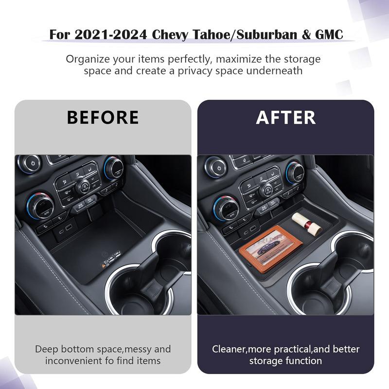 For -2024 Chevy Tahoe/Suburban & GMC Yukon Center Console Organizer Middle Console Storage Box Tray Interior Car Accessories