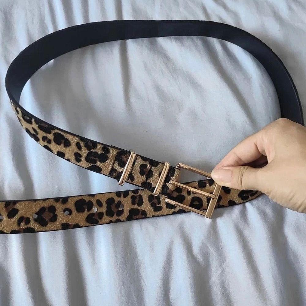 Y2K Leopard Print Belt Plush Punk Waistband Korean Style PU Leather Waist Belt Female/Girls