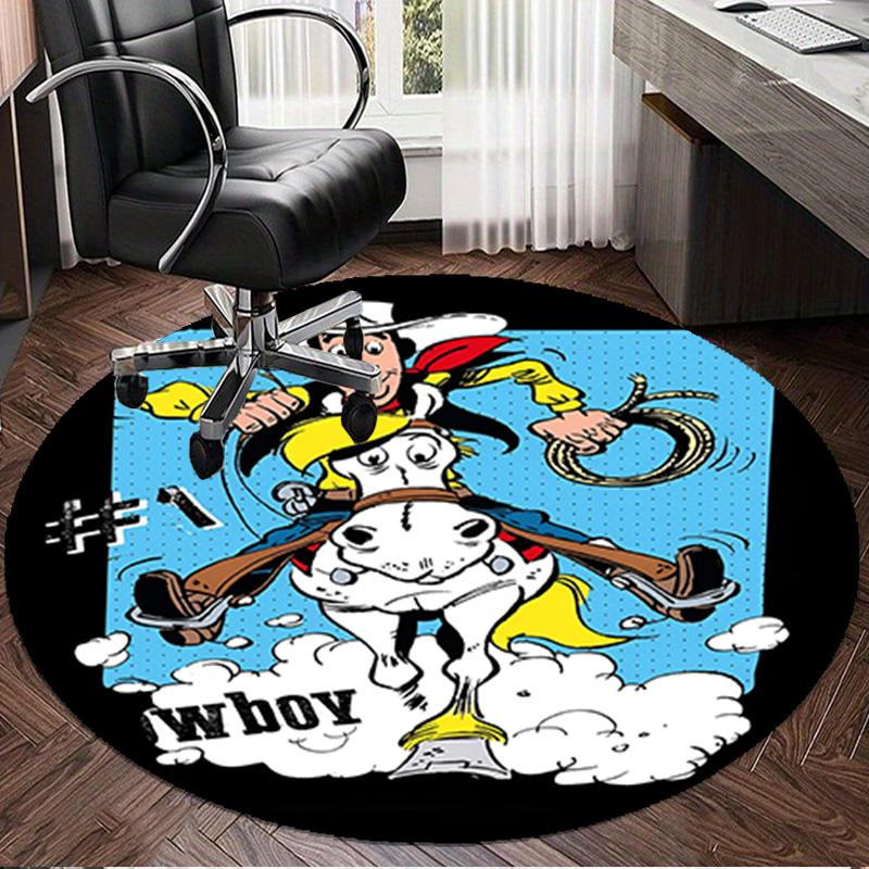 Cowboy Horseback Luke Round Rug for Livingroom,Bedroom, Palyroom, Chair Rug, Area rug, Circle Carpet, Large Size Fan Christmas gift