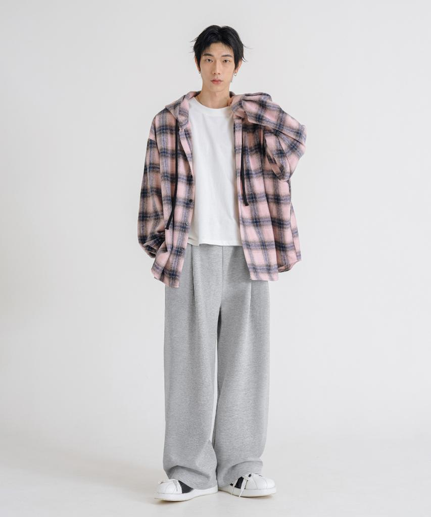 LEMAIN SECOND One-Pleat Wide Sweatpants [Gray] (Type B)