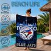 Blue Jays Logo Strandtuch, Mikrofaser-Strandtuch, Perfekt für Pool, Strand, Reisen, Heimdekoration, Strandparty-Fanartikel