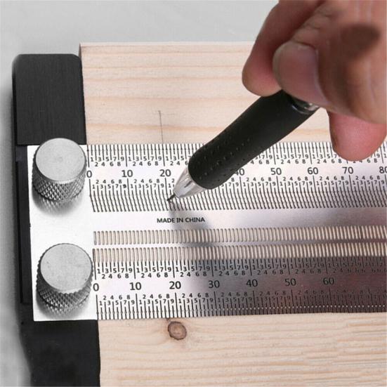 Stainless Steel Precision Marking Measuring Scale Ruler Pen Woodwork Accessory