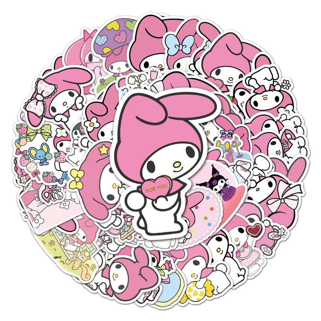 Cartoon Rabbit Melody Stickers: 50 Sheets for Notebooks, Journals, Suitcases, and Cars
