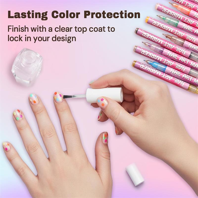 12 Colors Nail Art Pens Set, Quick Dry 3D Nail Polish Pens for DIY Nail Art, Nail Markers for Dotting & Liner Designs, Ideal Christmas Gift