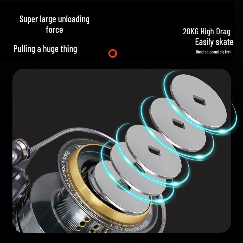 Full Metal Long Cast TV Spinning Reel with Slanted Shallow Spool for Lure and Sea Rod Fishing
