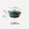 Marble Gold Pattern Nordic Double Ear Ceramic Pot Household Round Soup Pot Tableware Creative Casserole Rack With Candle Holder