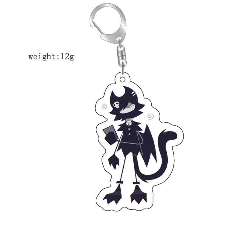 

Cartoon Anime Fundamental Paper Education Keychain Black and White Acrylic Figure Pendant Keychains Cosplay Keyring Jewelry Gift