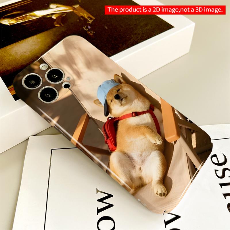 2DFlat Sunset Shiba Relaxing On Chair All Inclusive Film Hard iPhone Case, Compatible with iPhone 18 Pro Max 17 16 15 14 13 12 11