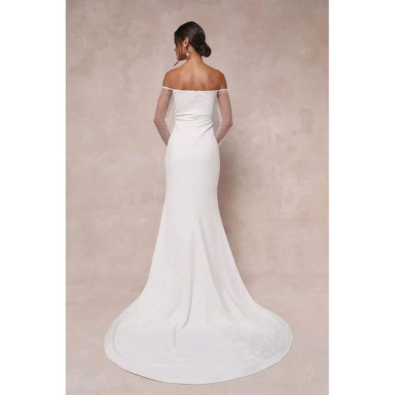 

Заказ внешней торговли Свадебное платье Lu s в стиле легкой роскоши Формальное платье Сетка Жемчуг Длинный рукав Шлейф Трава Церковь Сексуальные платья для гостей Длинное платье Fairy White L