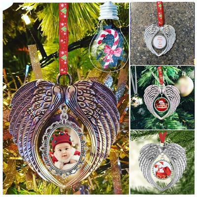 Photo Frame Pendant Angel Wings and Heart-shaped Valentines Day Christmas Party Holiday Party Props Christmas Tree Ornaments