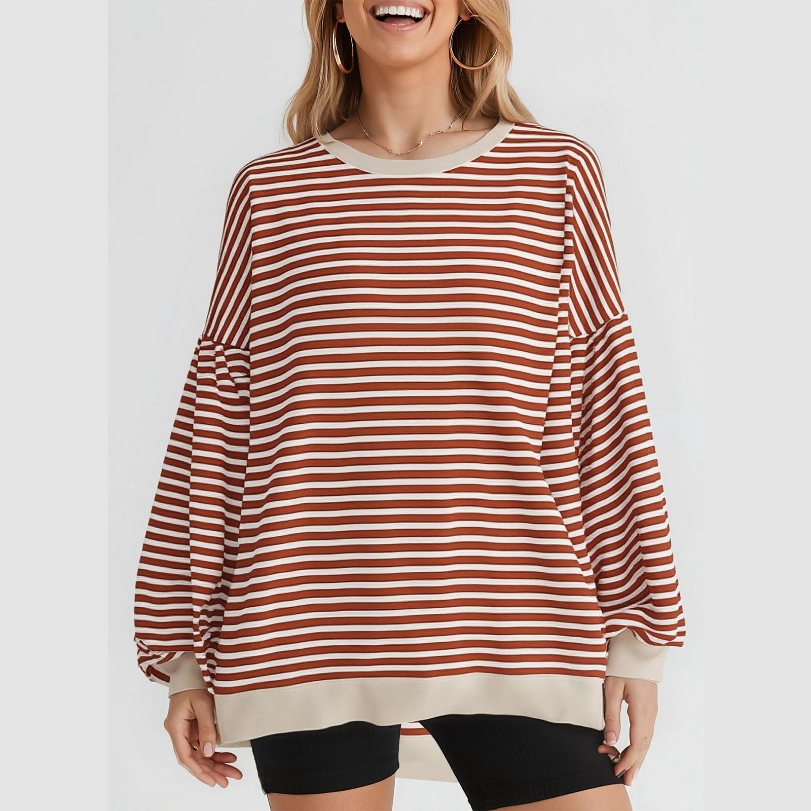 

Женская модная повседневная блузка свободного кроя в полоску с длинными рукавами L красный