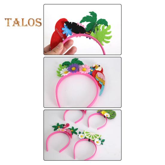 Summer Hawaiian Luau Headbands Palm Tree Flamingo Felt Beach Party Hair Accessory for Tropical Theme Party Supplies