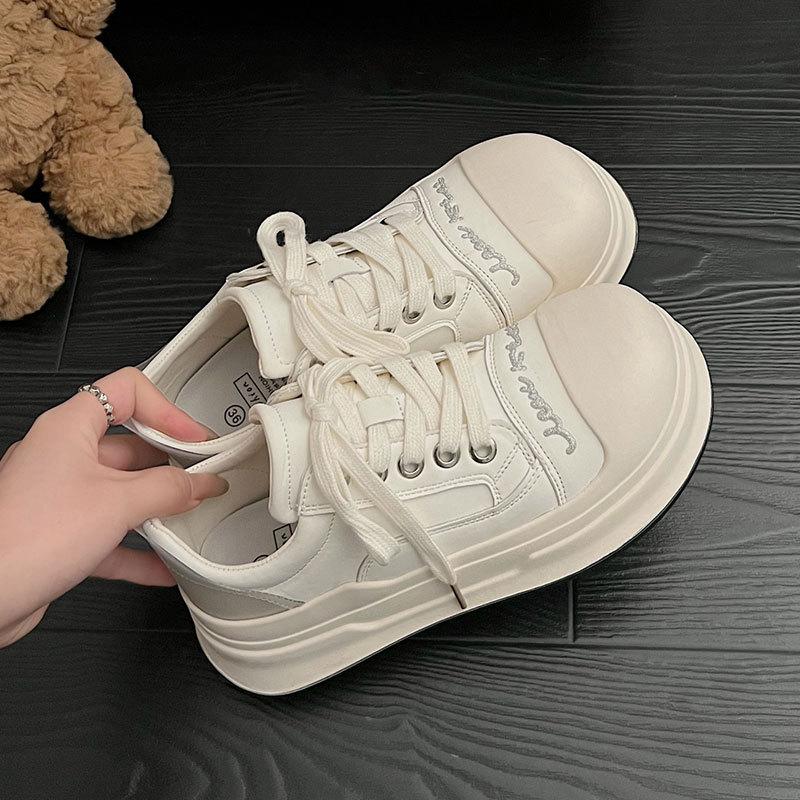 Ugly cute height increase Mickey black and white big head shoes women's spring and autumn new versatile casual sports platform bread shoes