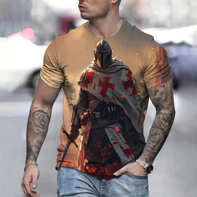 Summer Retro T-shirt Knights Templar 3D Print Men's T-shirts Casual Streetwear Couple Tees Short Sleeve Top Graphic T Shirts Men
